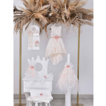 Makis Tselios Σετ βάπτισης μπουντουάρ με ρόζ λουλούδια